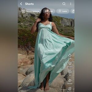 🌊 JessaKae After Show Dress in Aqua Satin – Size Medium (NWT)